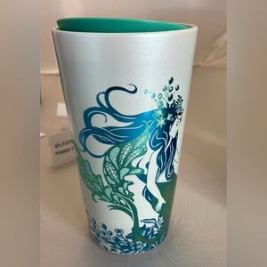 Starbucks Tumbler Teal Blue Green Gold Metallic Siren Mermaid Ceramic 12oz 2022